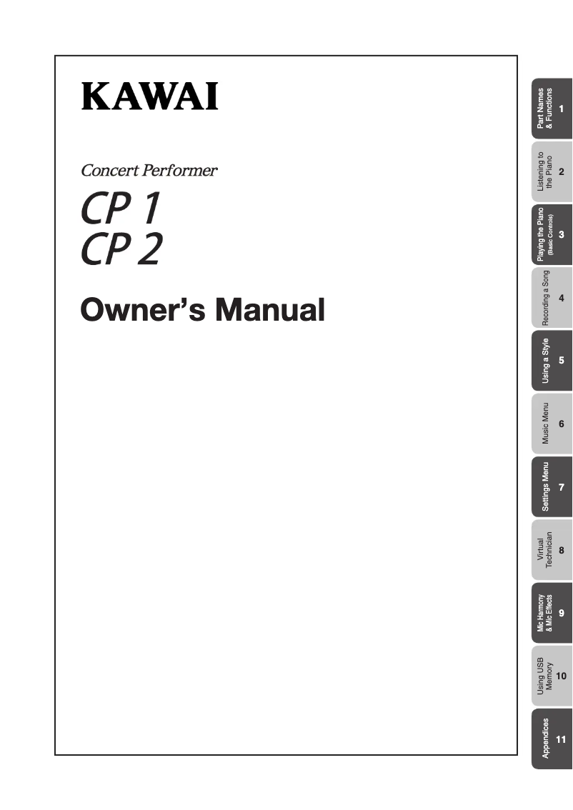 Imagen de la primera página del manual del dispositivo Concert Performer CP1