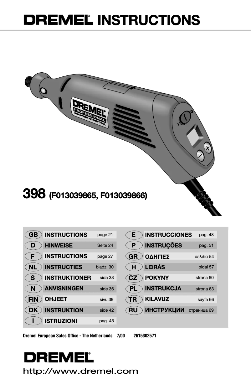 Página 1 del manual Manual de usuario Dremel Professional 392