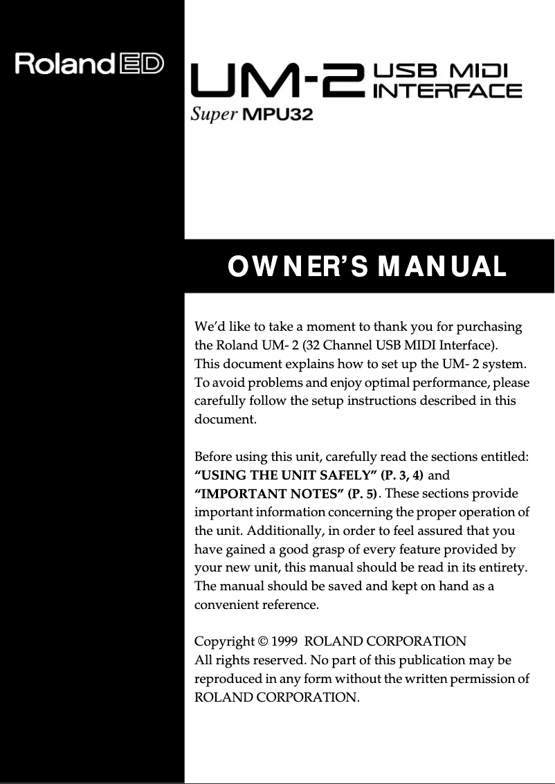 Página 1 del manual Manual de usuario Roland UM-2