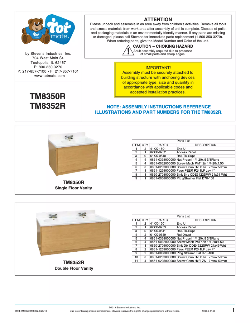 Imagen de la primera página del manual del dispositivo TM8350R