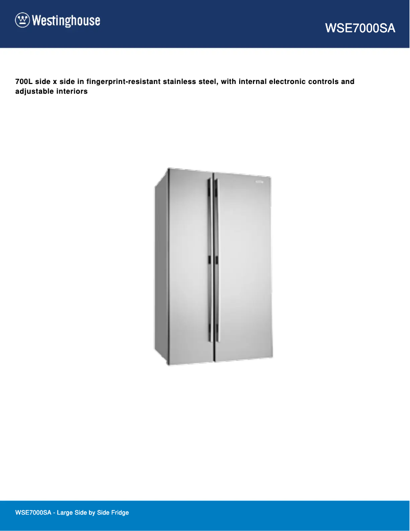 Página 1 del manual Ficha técnica Westinghouse WSE7000SA