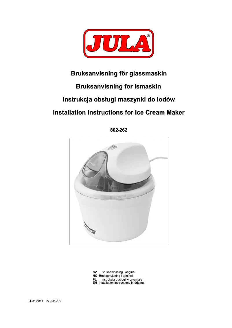 Página nº 1 - Manual de usuario Menuett 802-262