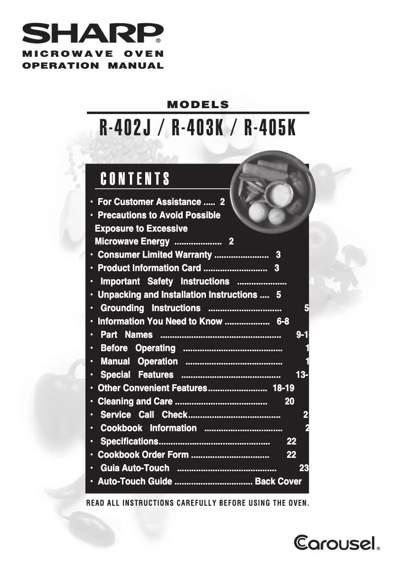 Imagen de la primera página del manual del dispositivo R402JWT