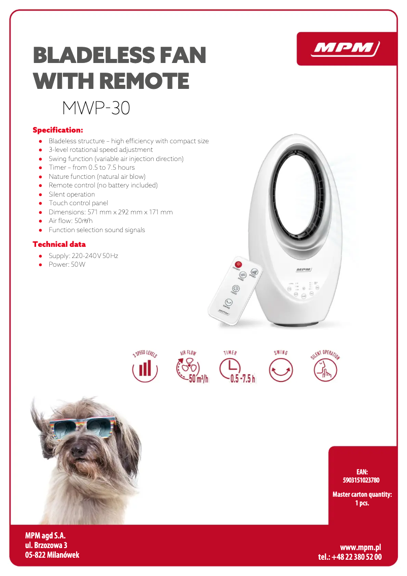 Página 1 del manual Ficha técnica MPM MWP-30