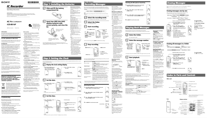 Imagen de la primera página del manual del dispositivo ICD-B510F