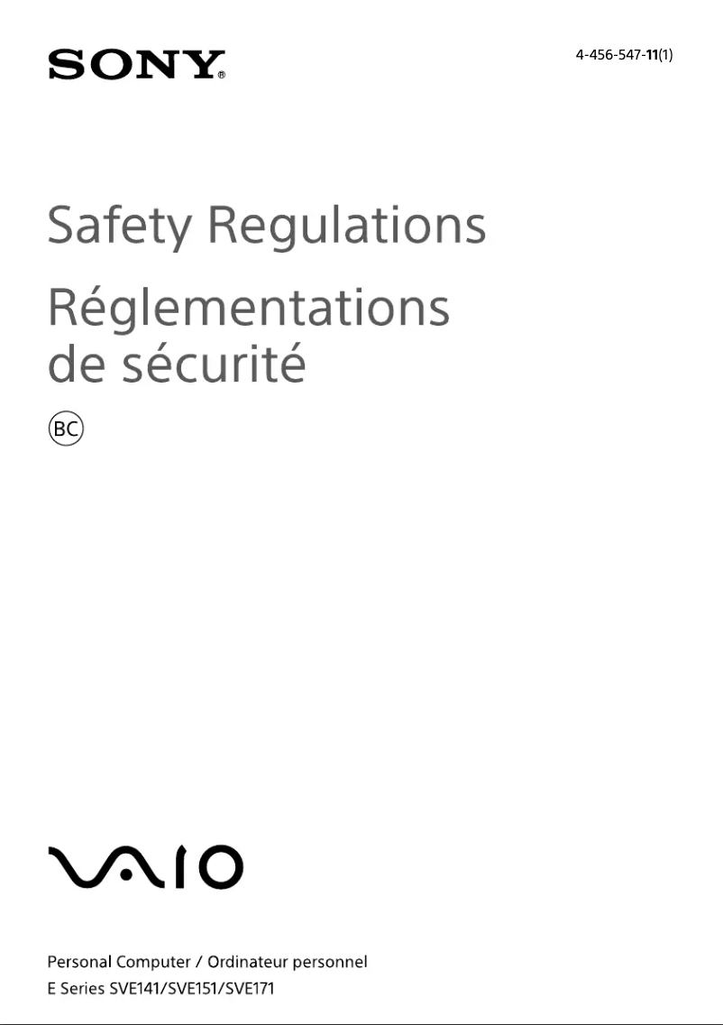 Página 1 del manual Instrucciones de seguridad Sony Vaio SVE15138CXS