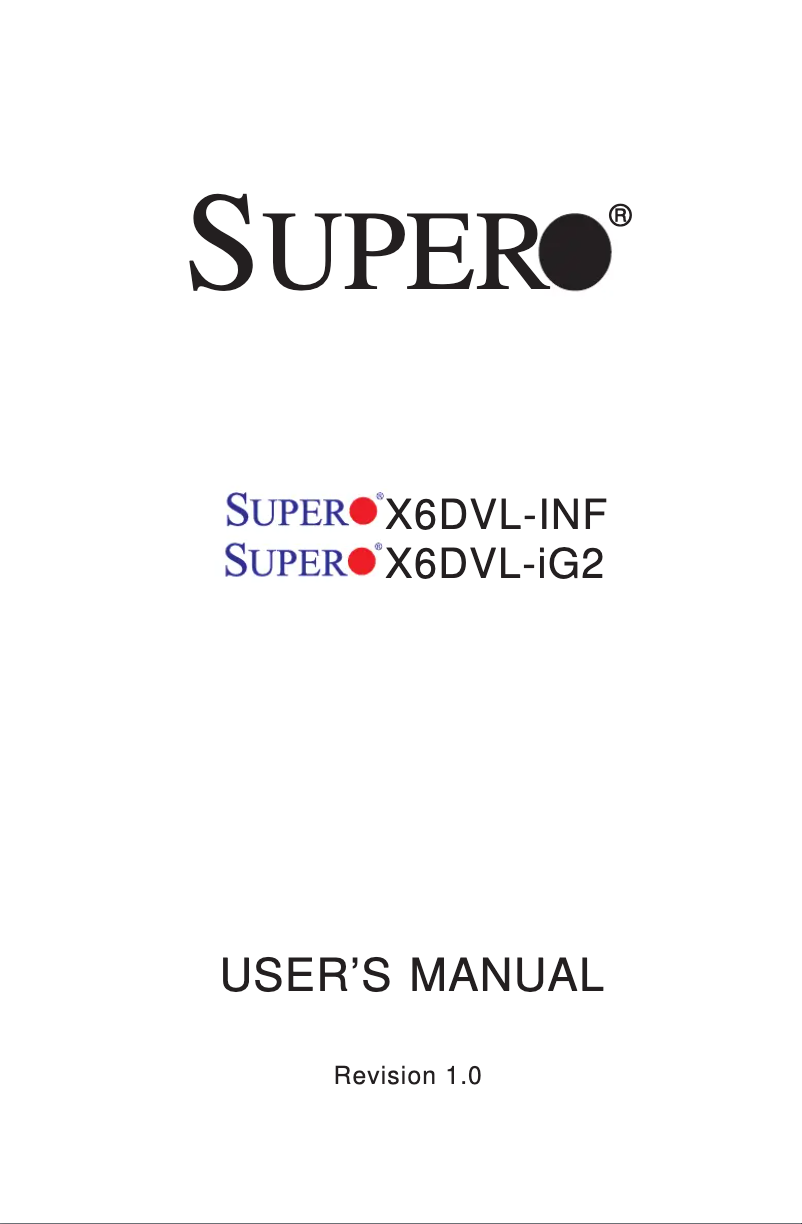 Imagen de la primera página del manual del dispositivo X6DVL-INF