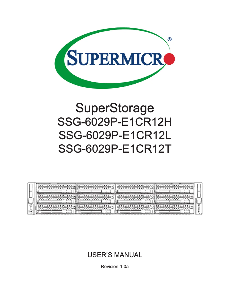 Imagen de la primera página del manual del dispositivo SuperStorage 6029P-E1CR12L