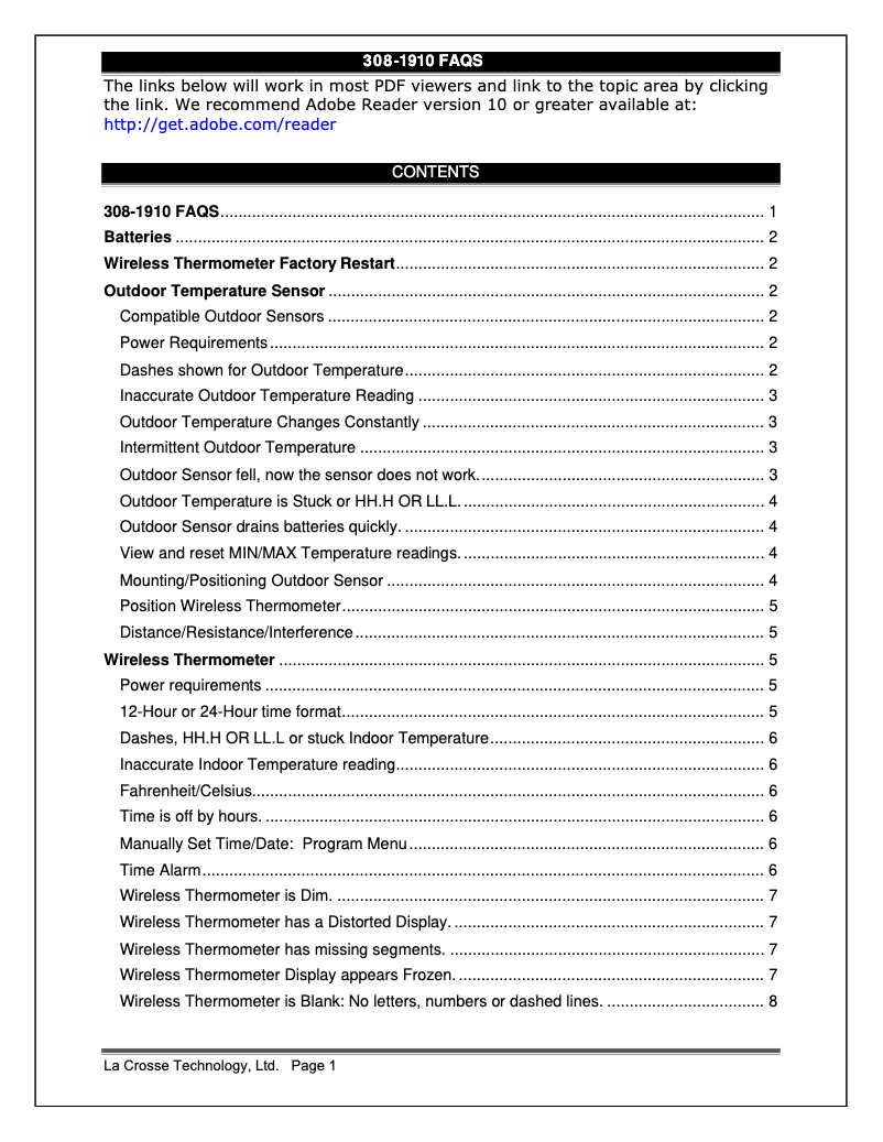 Imagen de la primera página del manual del dispositivo 308-1910G