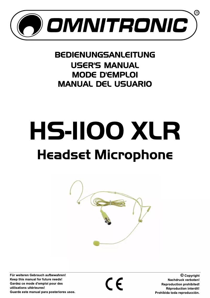 Imagen de la primera página del manual del dispositivo HS-1100 XLR