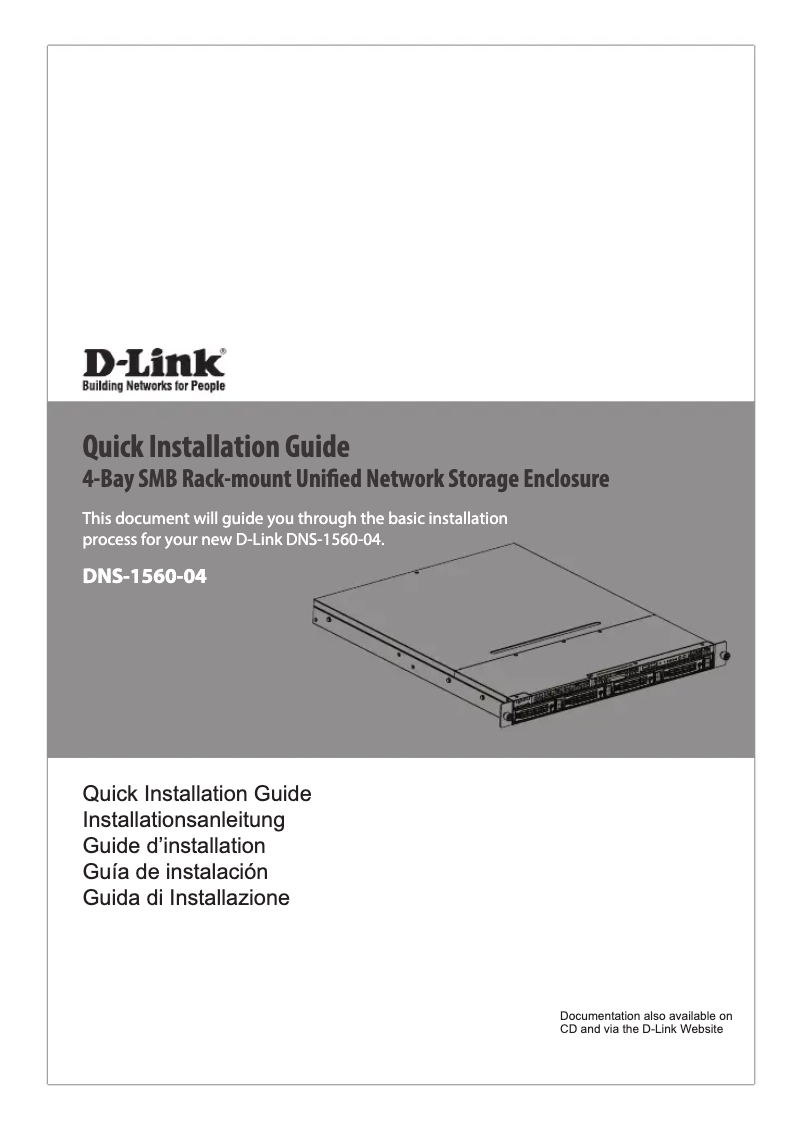 Página 1 del manual Guía de instalación D-Link DNS-1560-04