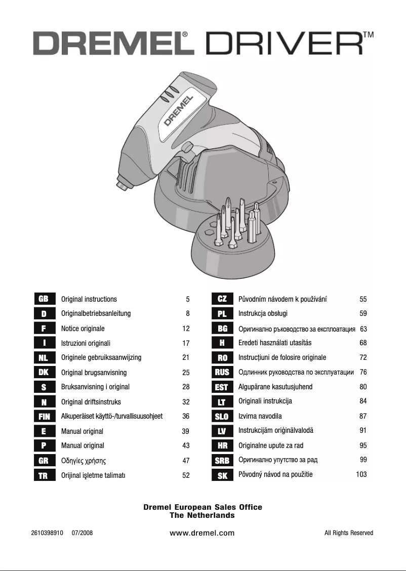 Página 1 del manual Manual de usuario Dremel Driver