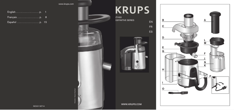 Página 1 del manual Manual de usuario Krups Definitive ZY4038
