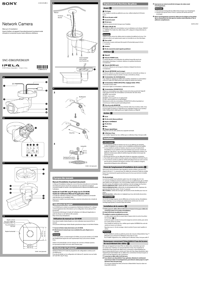 Imagen de la primera página del manual del dispositivo SNC-EB632R