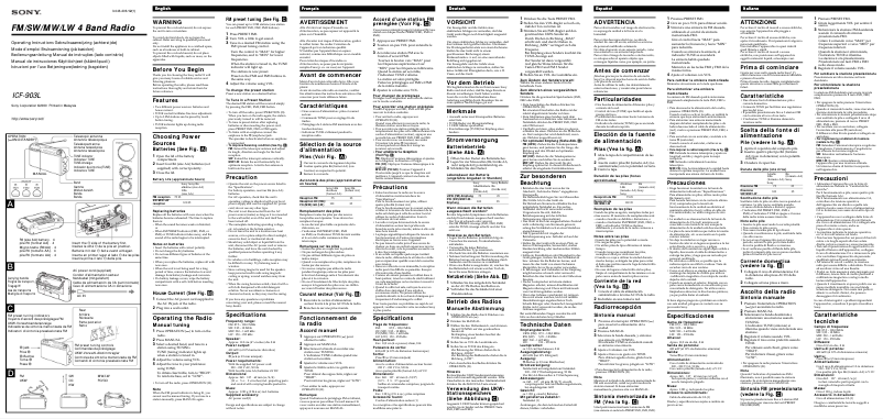 Imagen de la primera página del manual del dispositivo ICF-903L