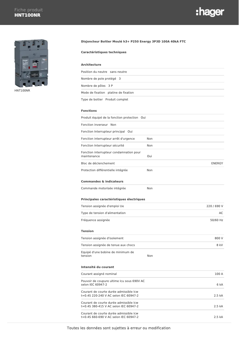 Imagen de la primera página del manual del dispositivo HNT100NR