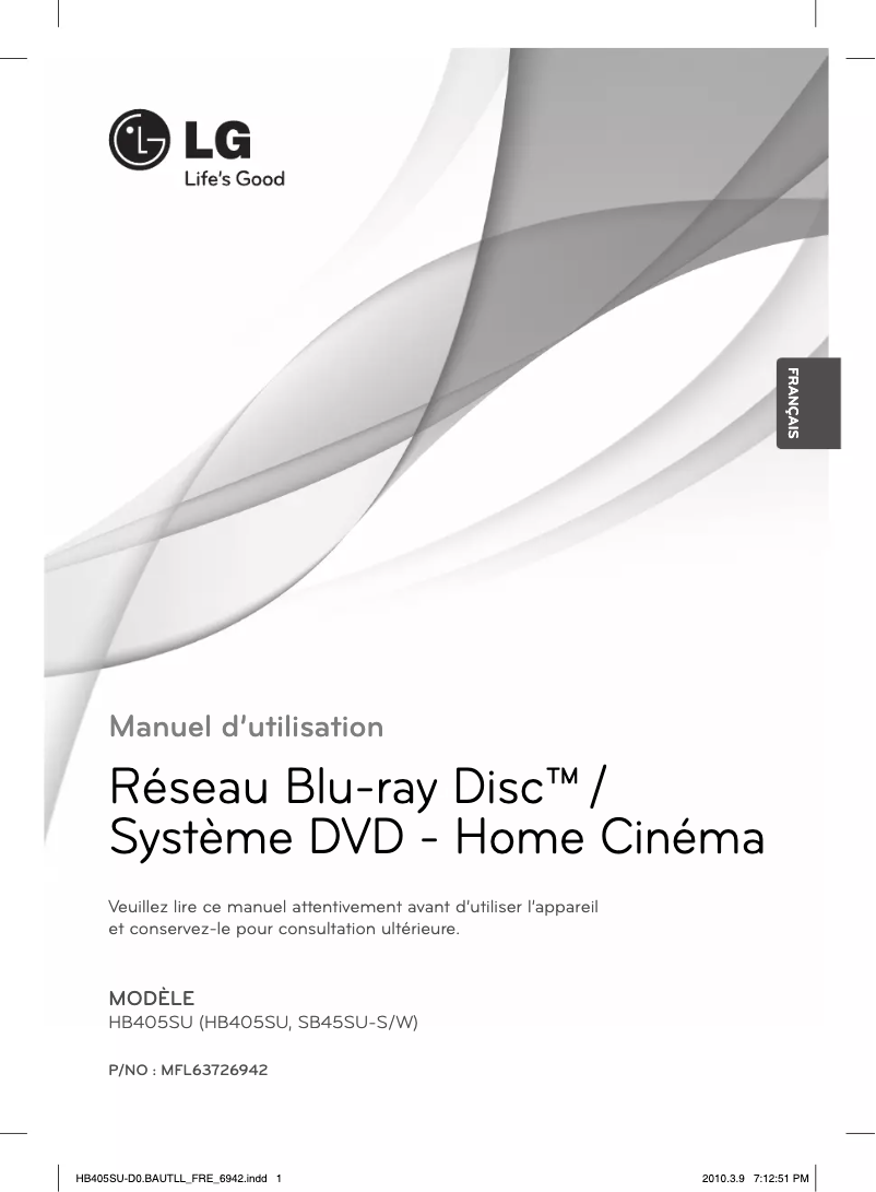 Imagen de la primera página del manual del dispositivo HB405SU