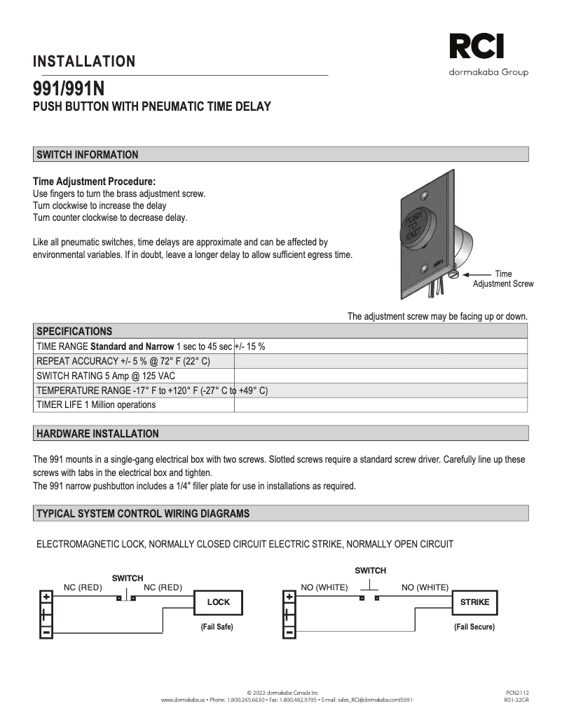 Imagen de la primera página del manual del dispositivo RCI 991