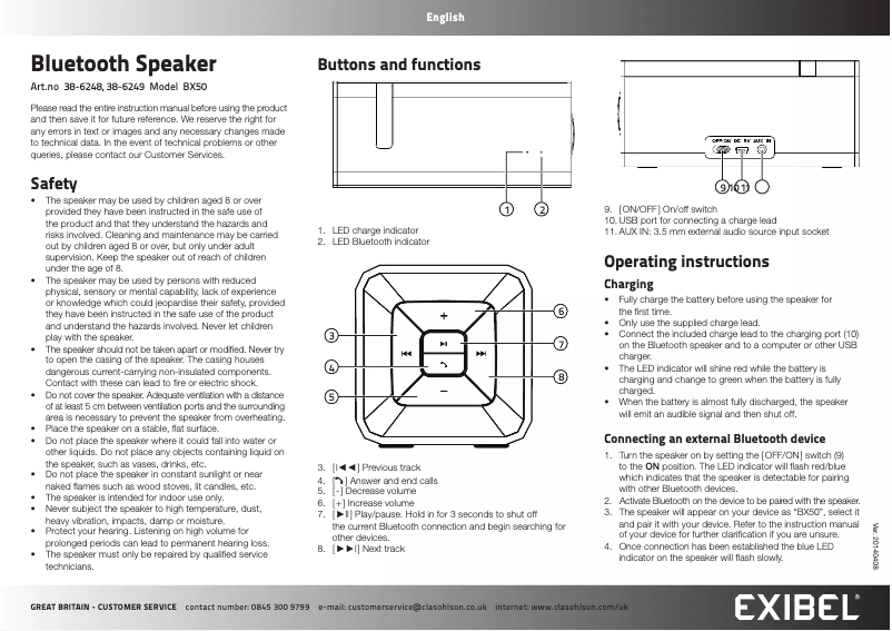 Imagen de la primera página del manual del dispositivo BX50
