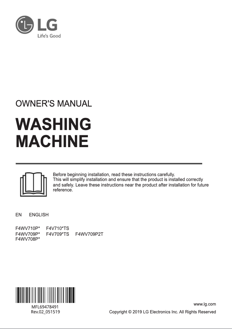 Página 1 del manual Manual de usuario LG F4WV709P2T