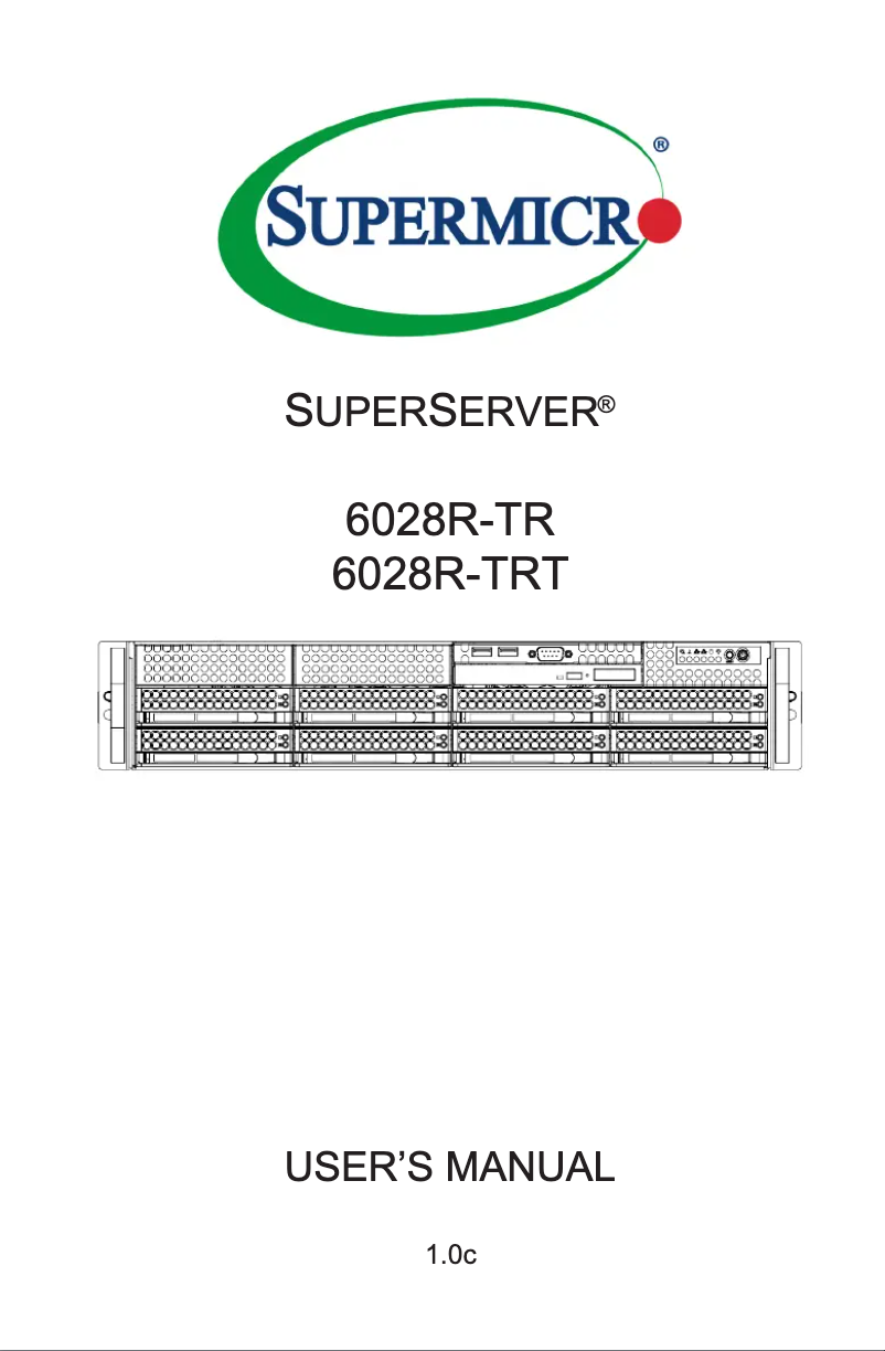 Imagen de la primera página del manual del dispositivo SuperServer 6028R-TRT