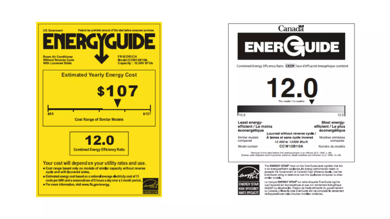 Página 1 del manual Etiqueta energética Friedrich CCW12B10A