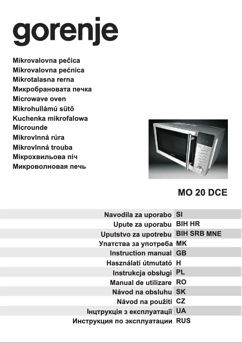 Imagen de la primera página del manual del dispositivo MO20DCE
