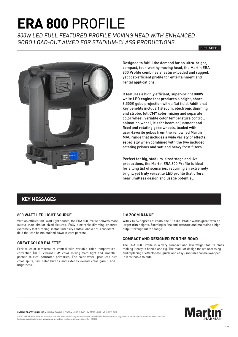 Imagen de la primera página del manual del dispositivo ERA 800 Profile