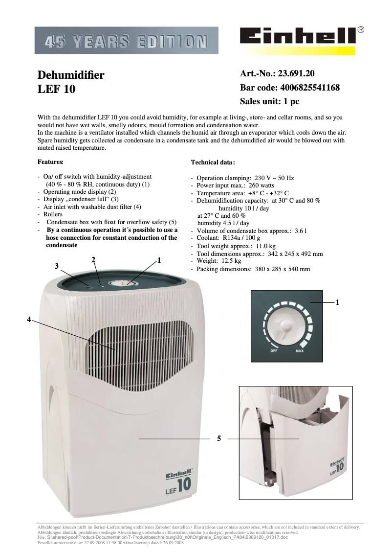 Página 1 del manual Manual de usuario Einhell LEF 10