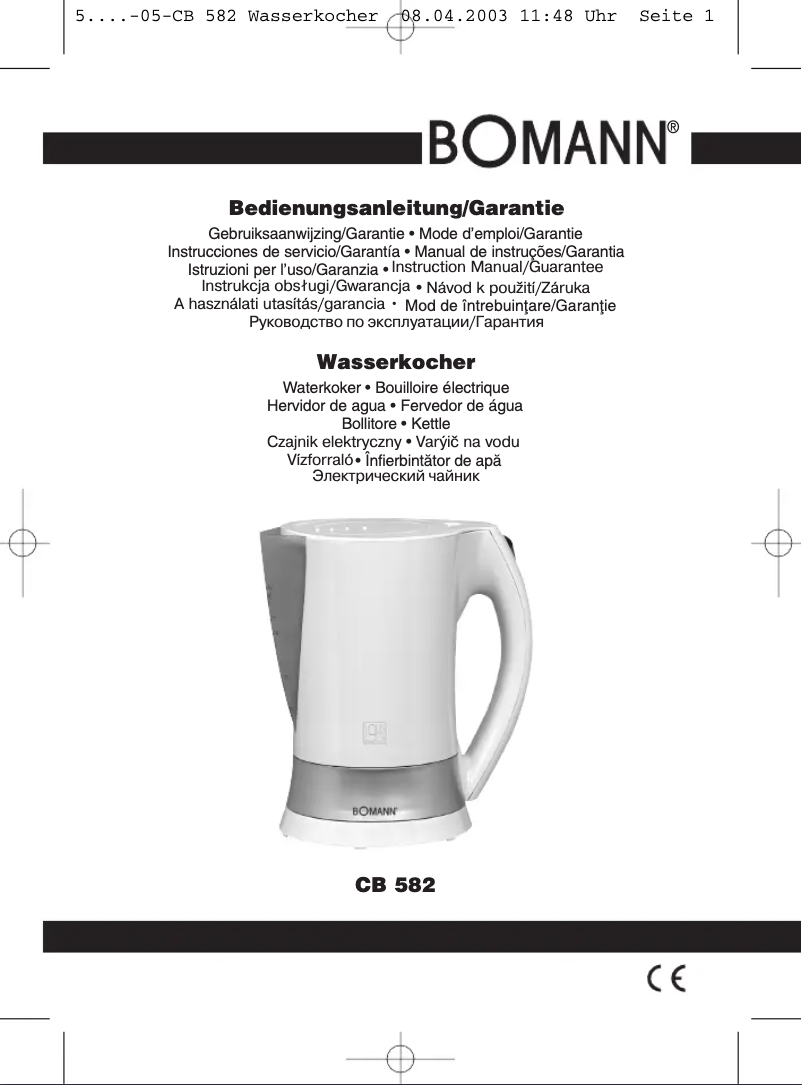 Imagen de la primera página del manual del dispositivo CB 582