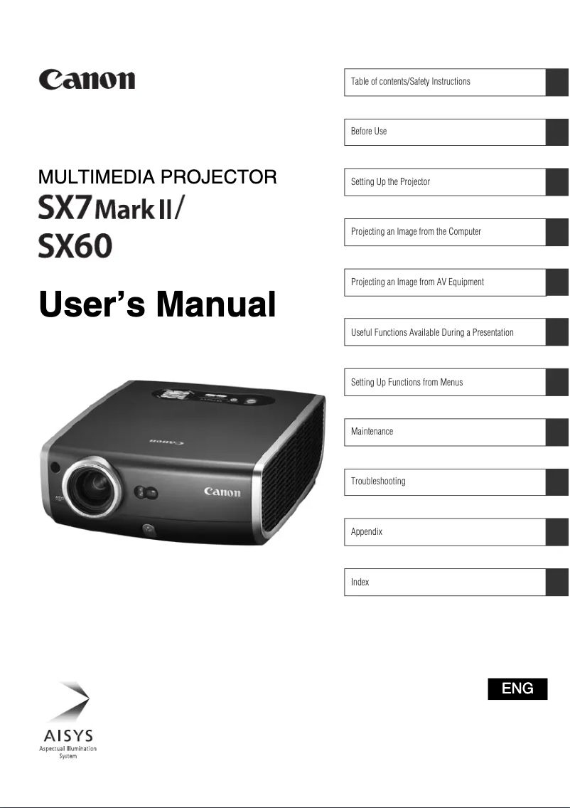 Imagen de la primera página del manual del dispositivo REALiS SX7 Mark II D
