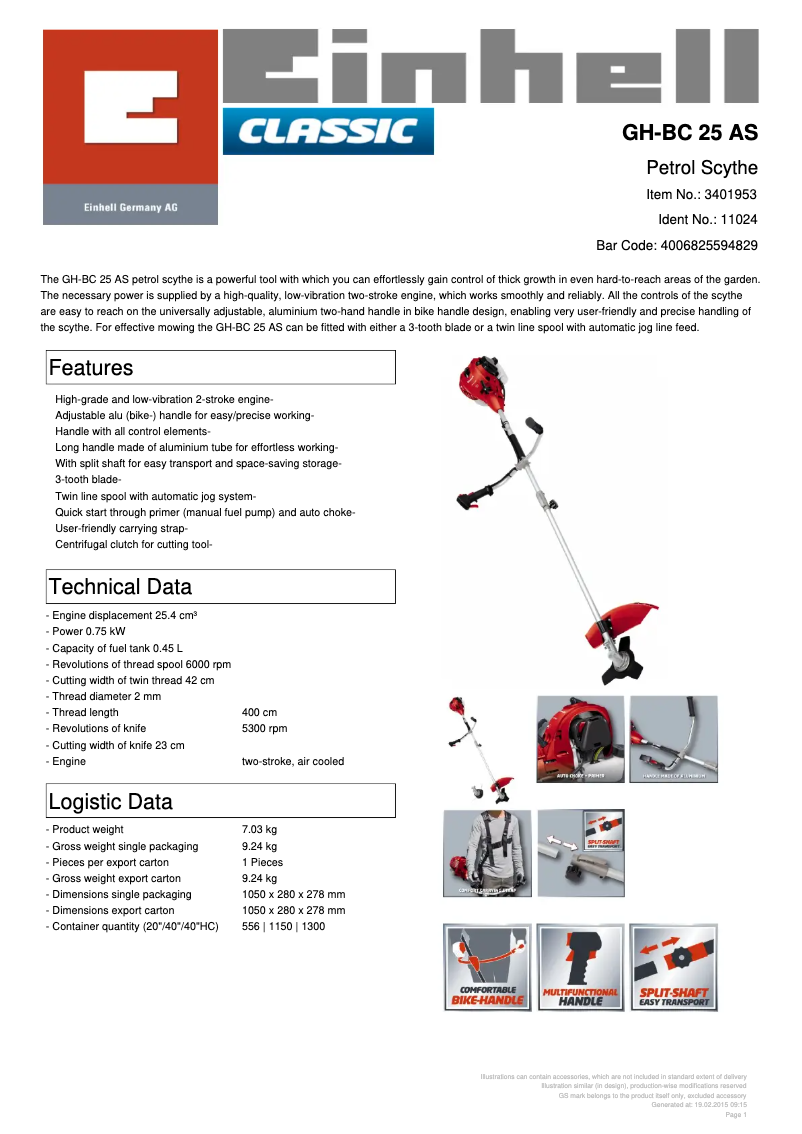 Imagen de la primera página del manual del dispositivo GH-BC 25 AS