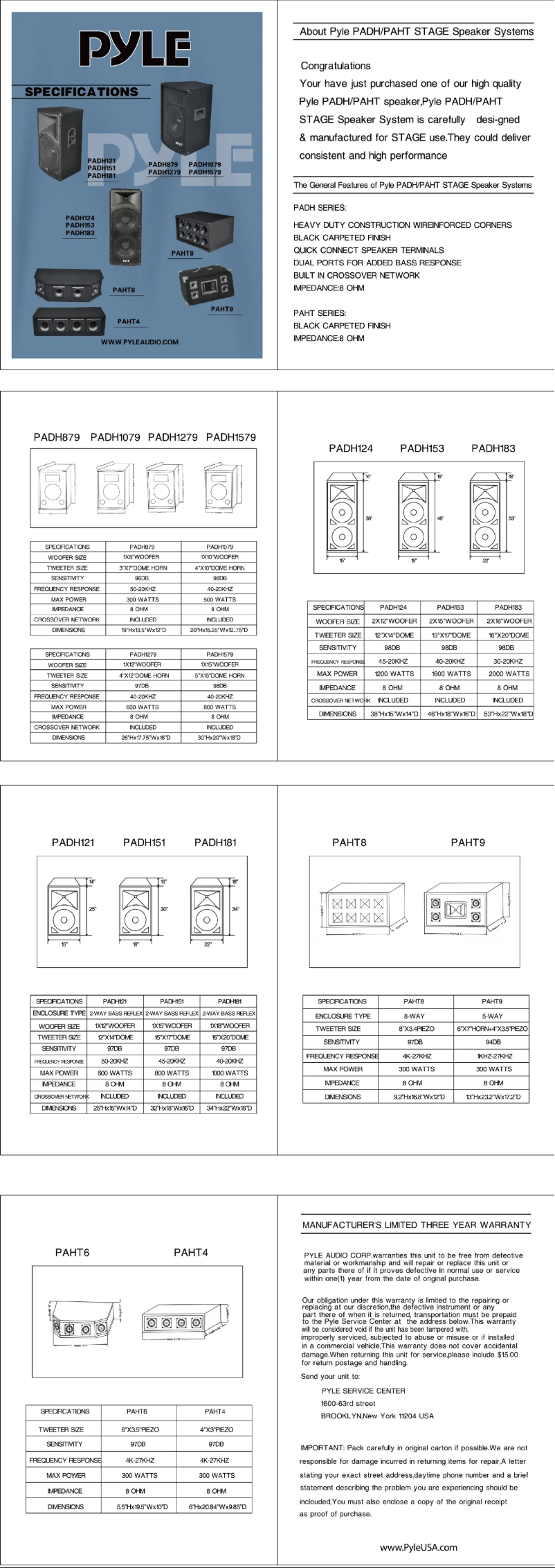 Página 1 del manual Manual de usuario Pyle PAHT4