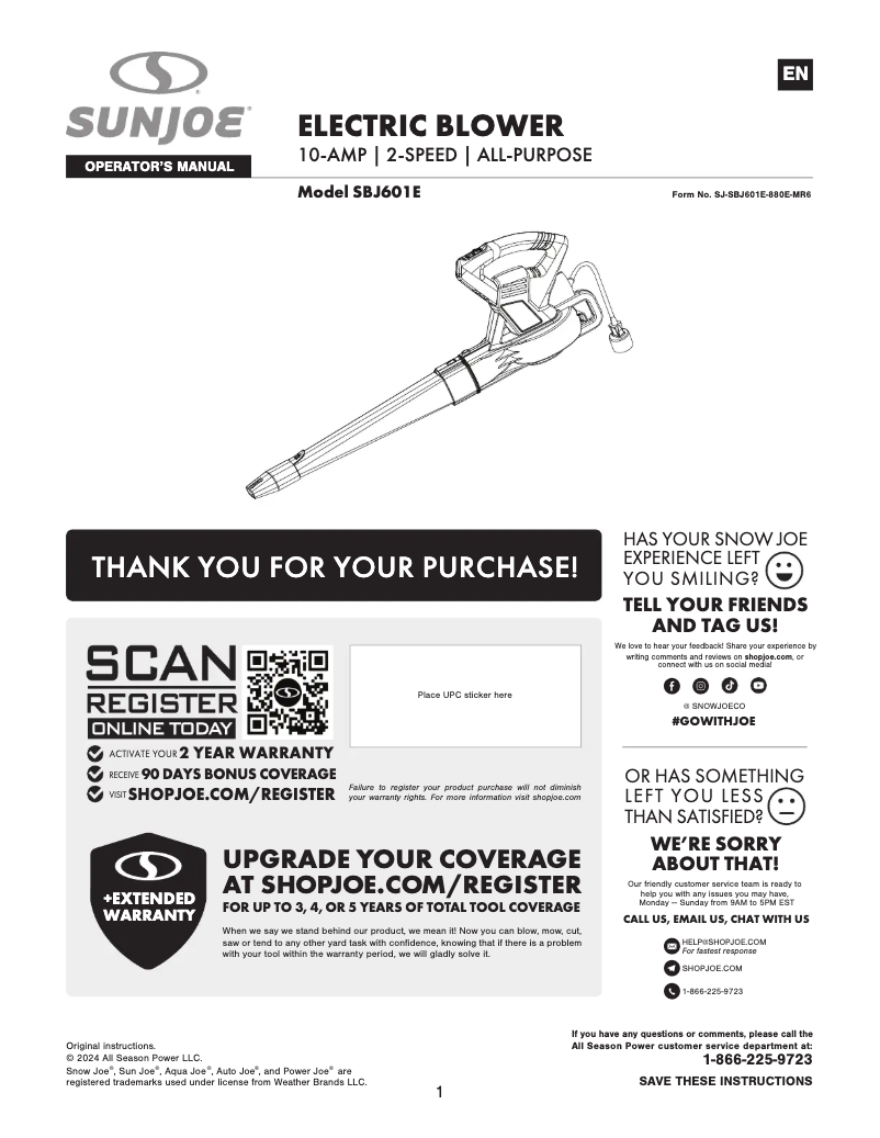Imagen de la primera página del manual del dispositivo SBJ601E