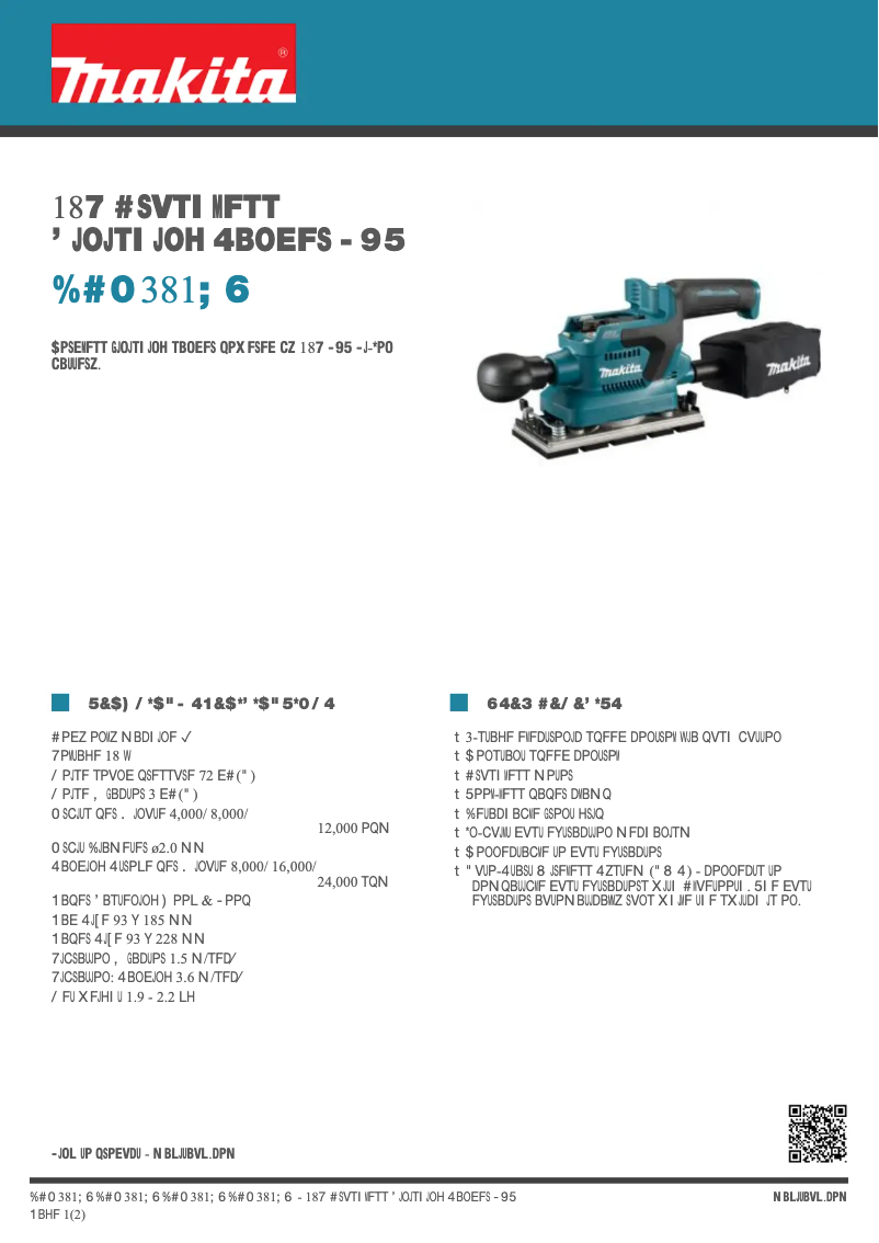 Página 1 del manual Ficha técnica Makita DBO381