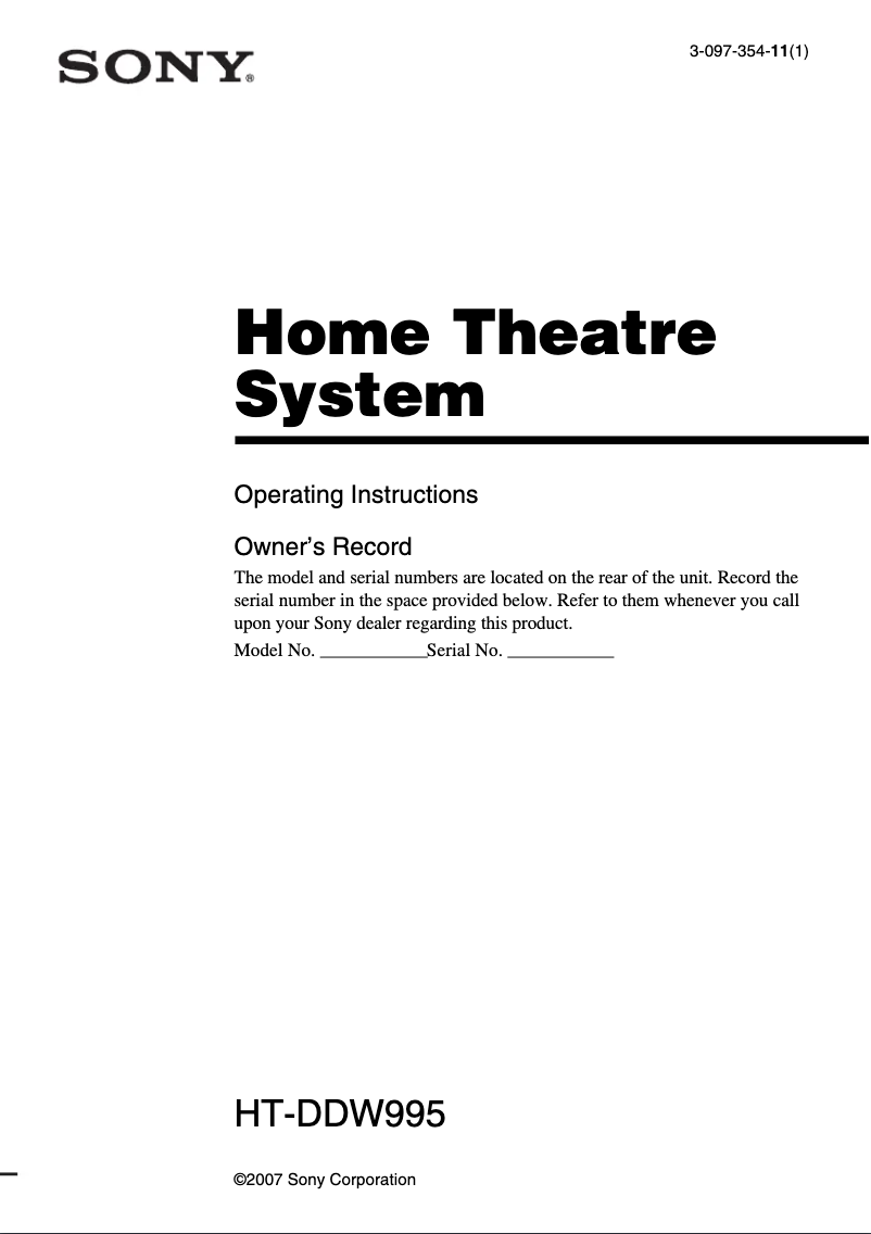 Página nº 1 - Manual de usuario Sony HT-DDW995