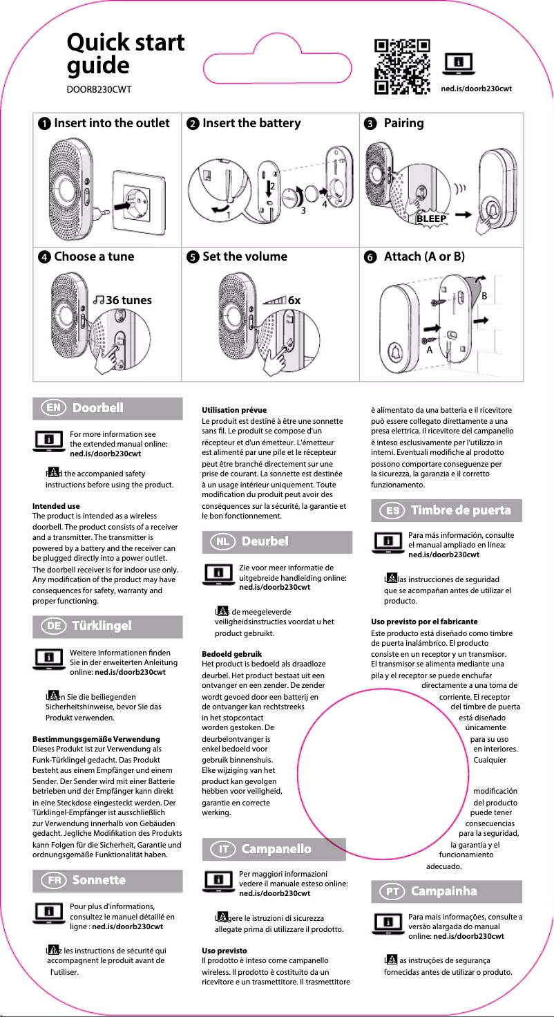 Imagen de la primera página del manual del dispositivo DOORB230CWT