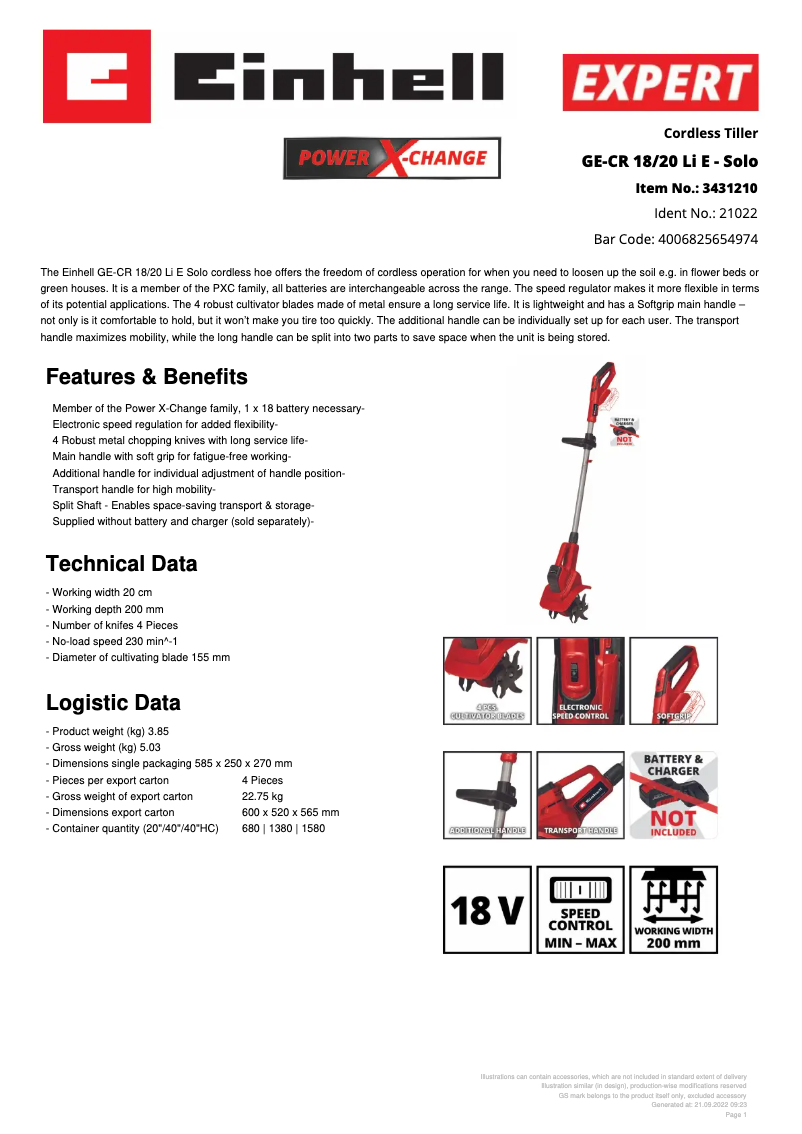 Imagen de la primera página del manual del dispositivo GE-CR 18/20 Li E