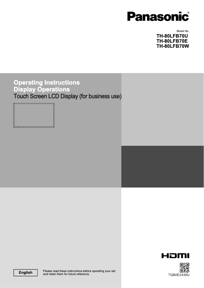 Página 1 del manual Manual de usuario Panasonic TH-80LFB70W