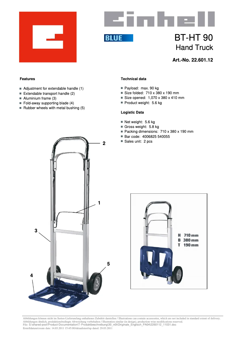 Página 1 del manual Manual de usuario Einhell BT-HT 90