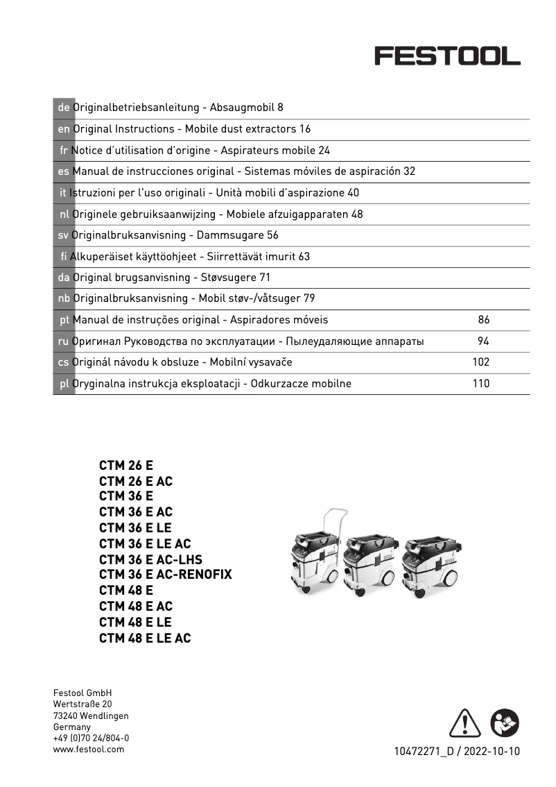 Imagen de la primera página del manual del dispositivo CTM 36 E AC-LHS