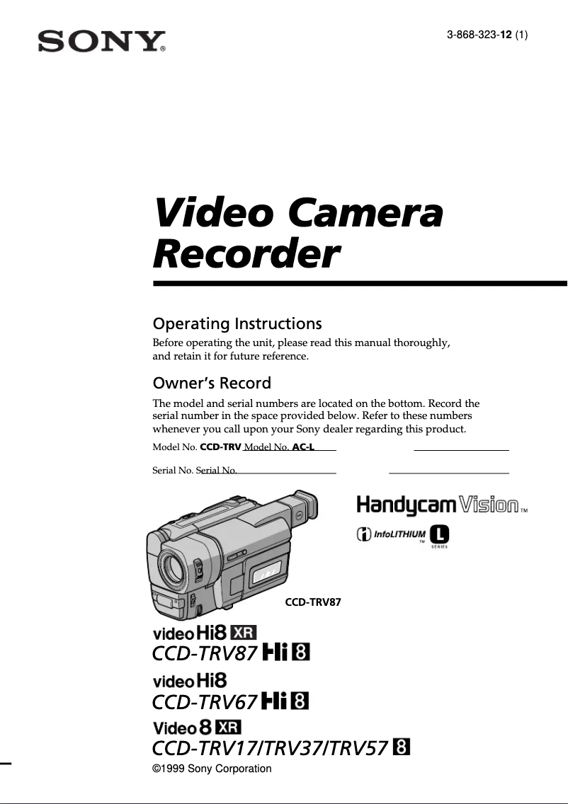 Página 1 del manual Manual de usuario Sony CCD-TRV67