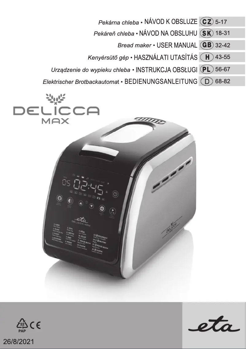 Página 1 del manual Manual de usuario Eta Delicca II MAX