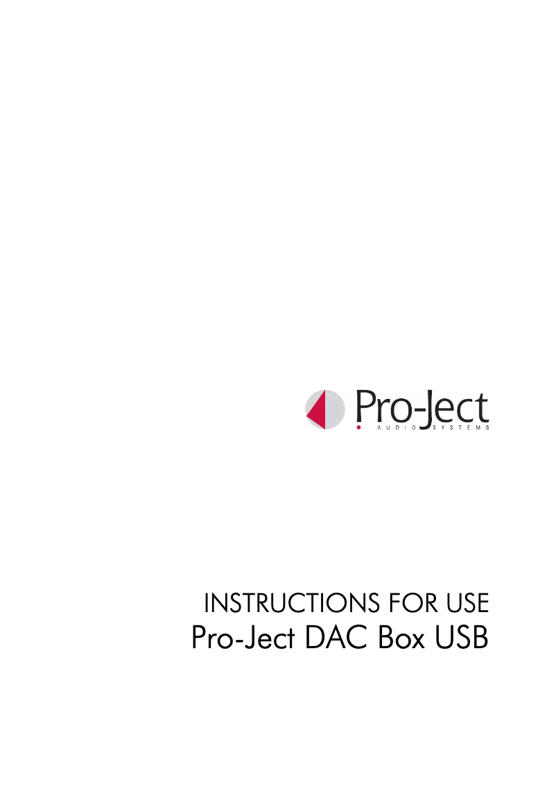 Página 1 del manual Manual de usuario Pro-Ject DAC Box USB