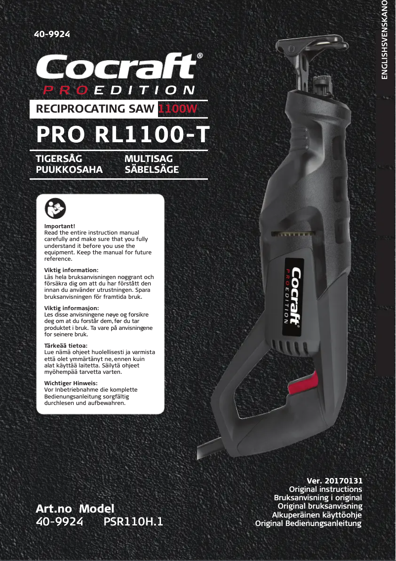 Página 1 del manual Manual de usuario Cocraft PRO RL1100-T