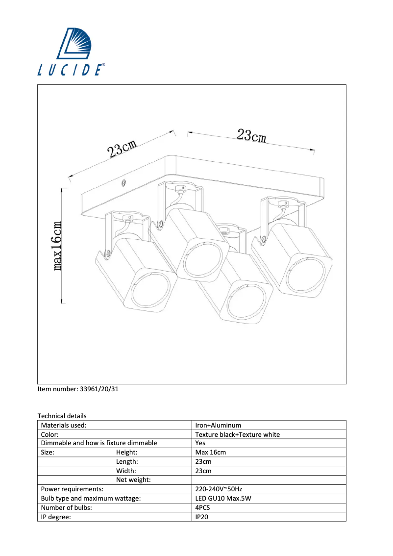 Página 1 del manual Manual de usuario Lucide Roax 33961/20/31
