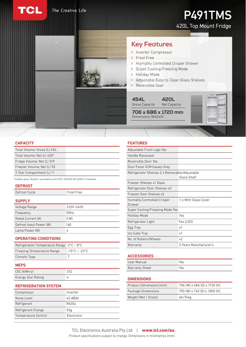 Página nº 1 - Ficha técnica TCL P491TMS