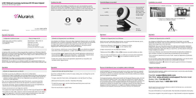 Página 1 del manual Guía de inicio rápido Aluratek AWCL2KFR