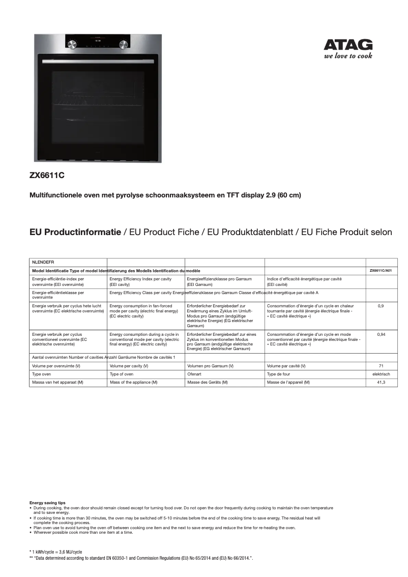 Página 1 del manual Manual de usuario Atag ZX6611C