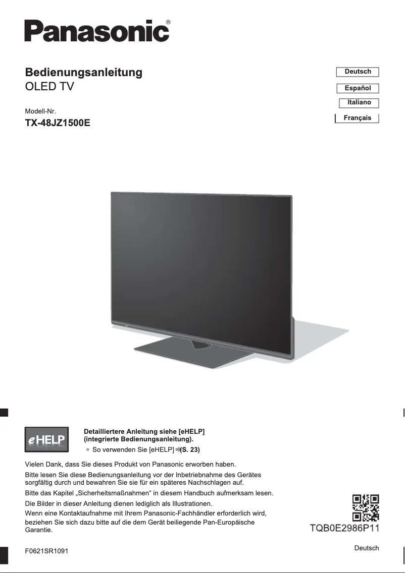 Página 1 del manual Guía de inicio rápido Panasonic TX-48JZ1500E